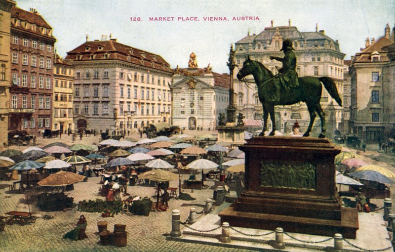 Market Place, Wien, Österrike (färgfoto) av (after) English photographer
