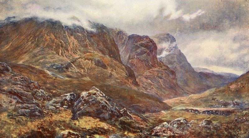 "De tre systrarna", Glencoe (färglitografi) av (after) English photographer