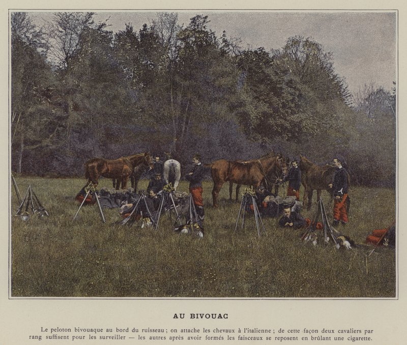 Au Bivouac (färgad bild) av (after) French Photographer