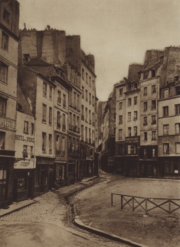Hörnet av rue Jean-de-Beauvais och rue Lanneau (s/v foto) av (after) French Photographer