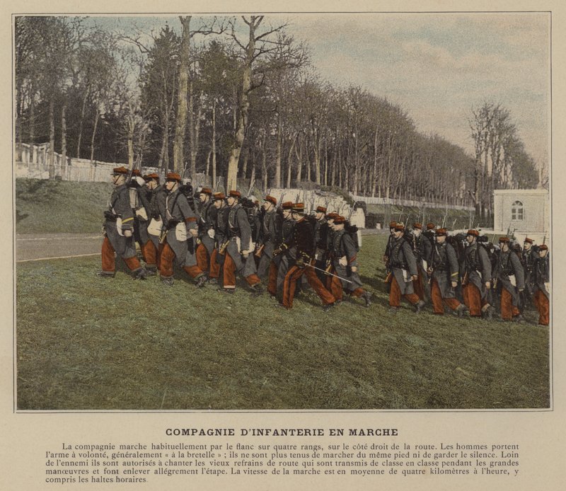 Marching Infantry Company (färgad bild) av (after) French Photographer