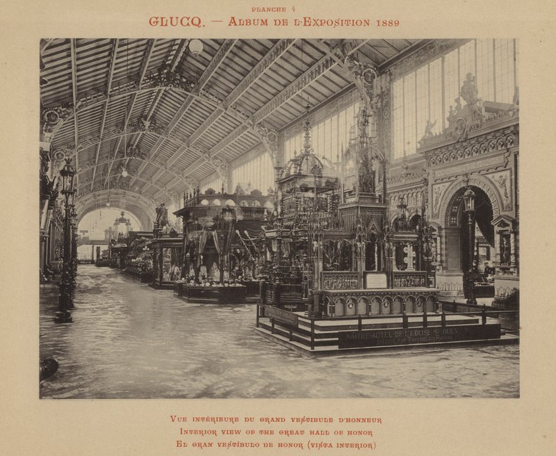 Interiörvy av Great Hall of Honor (s/v foto) av (after) French Photographer
