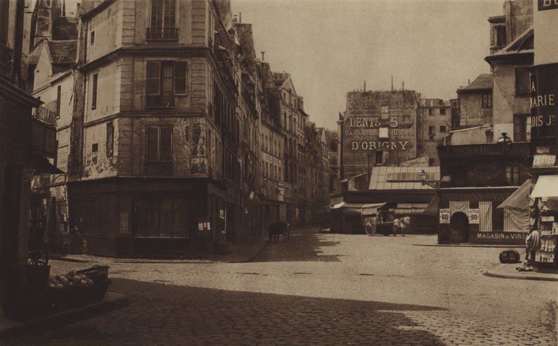 Carrefour Gozlin, för närvarande boulevard Saint-Germain, var platsen för Abbaye-fängelset (s/v foto) av (after) French Photographer