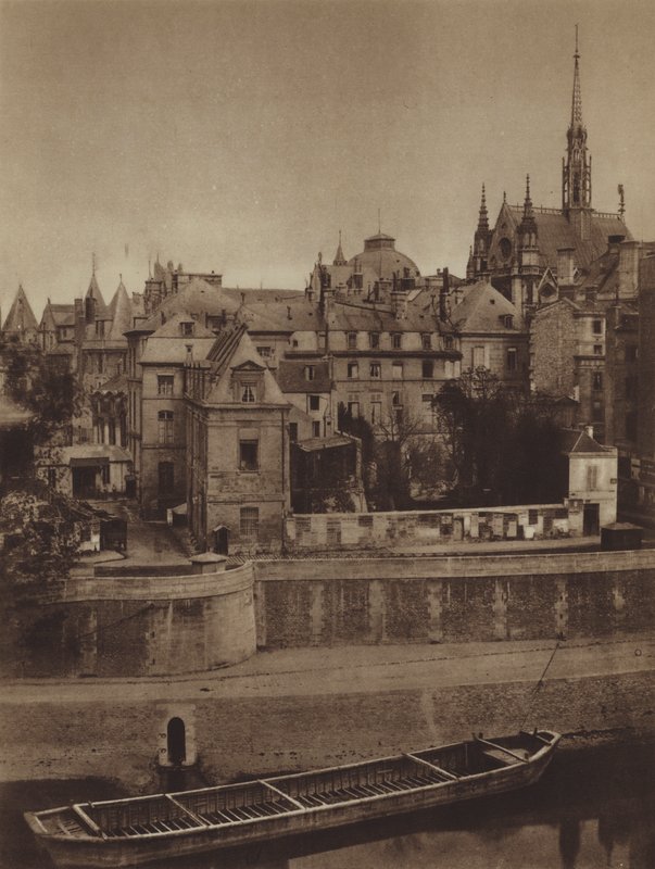 Palais de Justice, sett från Quai des Orfevres 1862 (s/v foto) av (after) French Photographer