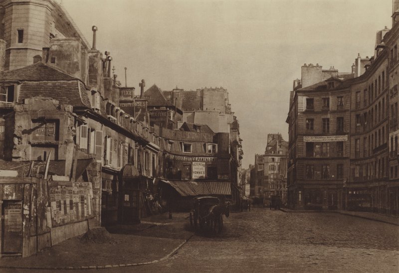 Square Saint-Martin, sett från rue Reaumur (s/v foto) av (after) French Photographer