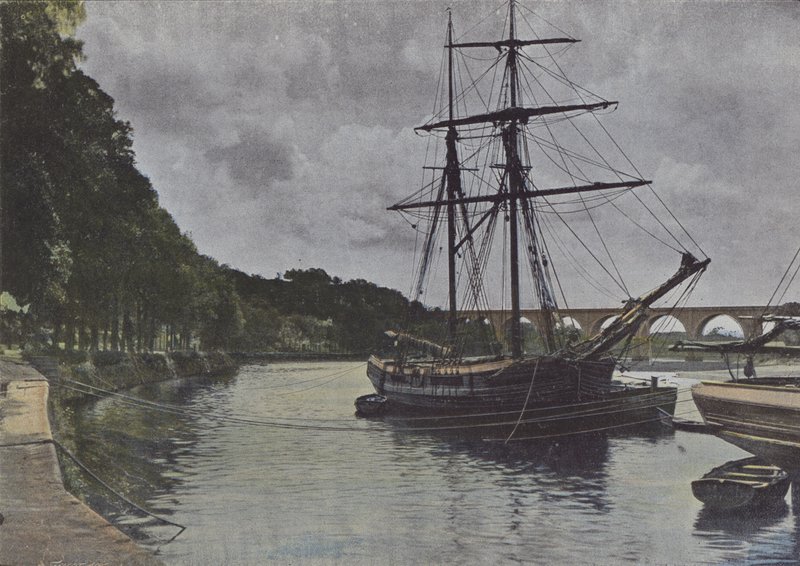 Stranden av Blavet, vid Hennebont (färgat foto) av (after) French Photographer