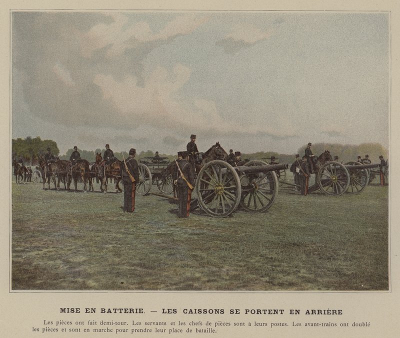 När du sätter i batteriet, går The Caissons på baksidan (färgad bild) av (after) French Photographer
