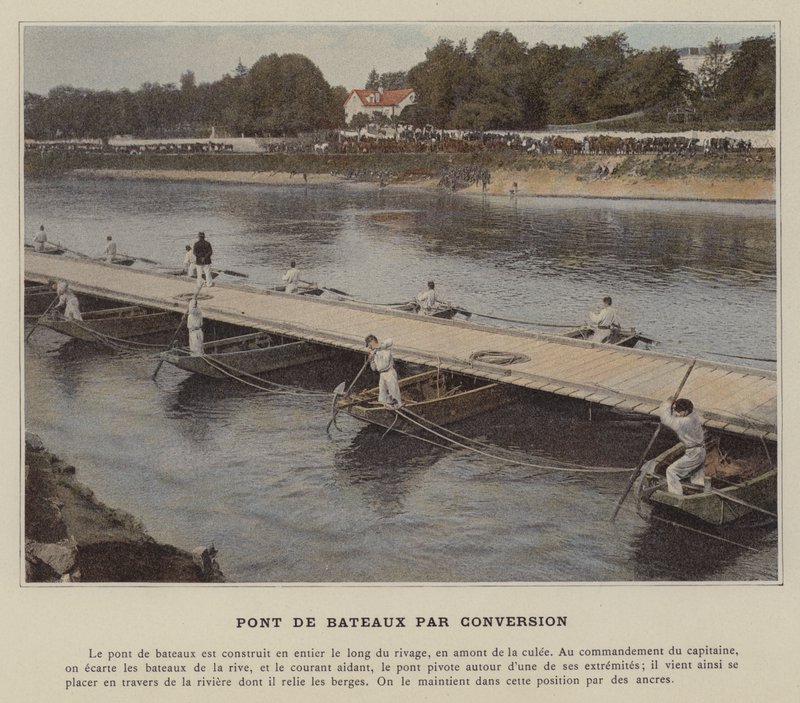 Bridge of Boats by Conversion (färgad bild) av (after) French Photographer