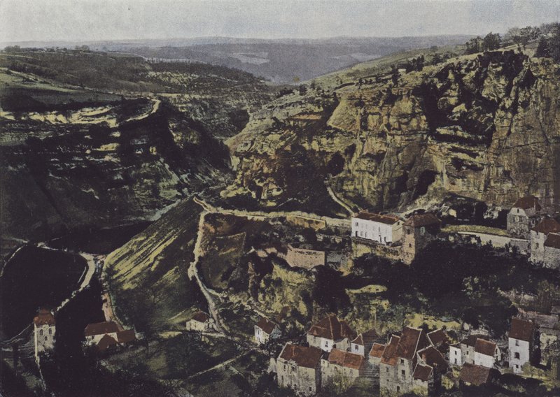 Roc-Amadour, utsikt över Causse de Gramat (färgad bild) av (after) French Photographer