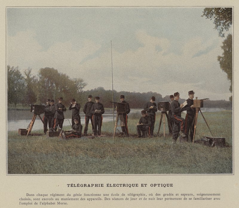 Elektrisk och optisk telegrafi (färgat foto) av (after) French Photographer