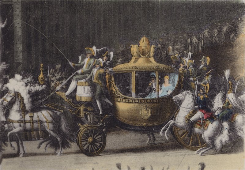 Transport av Napoleon 1, 2 april 1810, Transport av Napoleon 1, 2 april 1810 (färgat foto) av (after) French Photographer