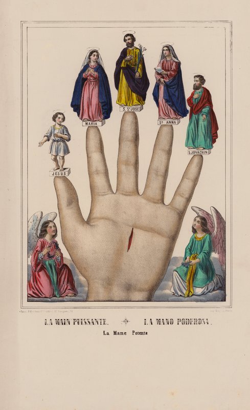 La Main Puissante, La Mano Poderosa, La Mane Potenta (färglitografi) av (after) French School