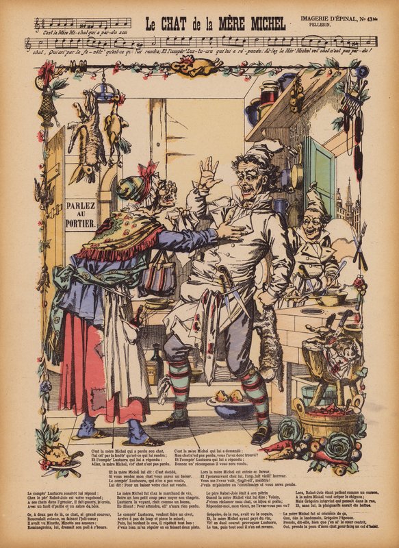 Le Chat de la Mere Michel (gravyr i kolorit) av (after) French School