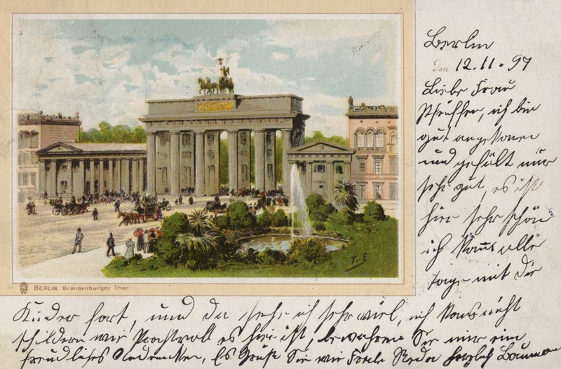 Berlin, Brandenburger Tor (färg litho) av (after) German School