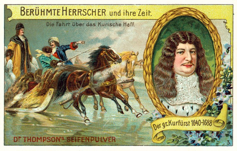 Frederick William, kurfurst av Brandenburg, korsar den frusna Kuriska lagunen av (after) German School
