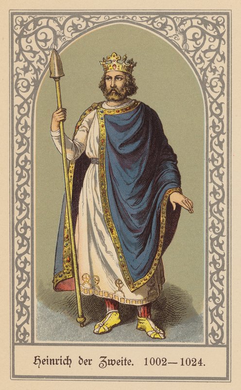 Henrik II, tysk-romersk kejsare (färglitografi) av (after) German School