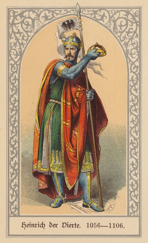 Henrik IV, tysk-romersk kejsare (färglitografi) av (after) German School