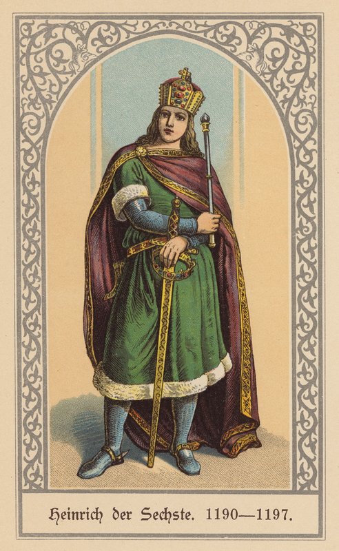 Henrik VI, tysk-romersk kejsare (färglitografi) av (after) German School