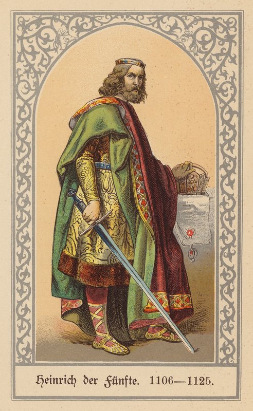 Henrik V, tysk-romersk kejsare (färglitografi) av (after) German School