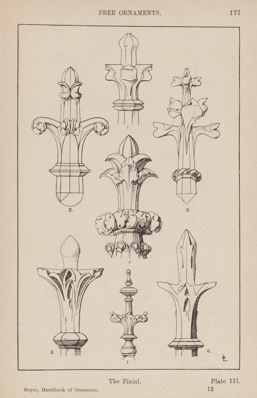 Ornament: Fria prydnadsföremål, Finial (gravyr) av (after) German School