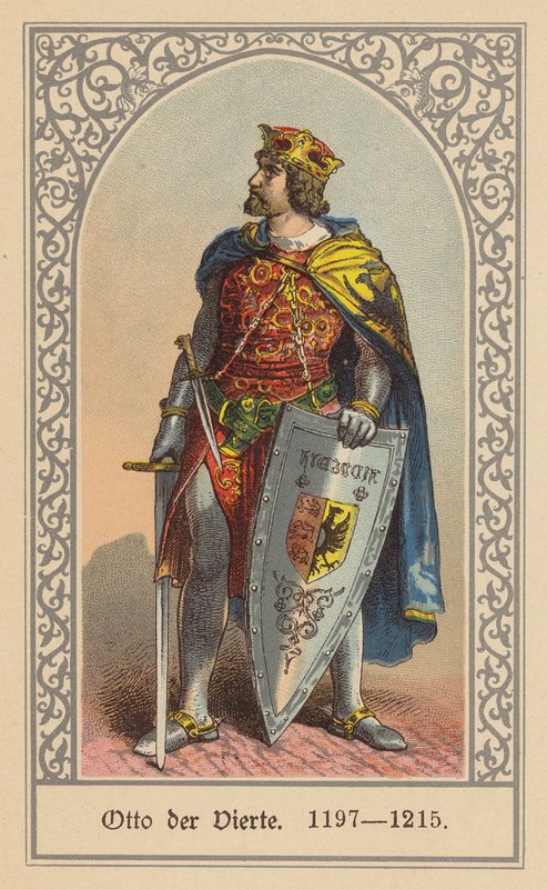 Otto IV, tysk-romersk kejsare (färglitografi) av (after) German School