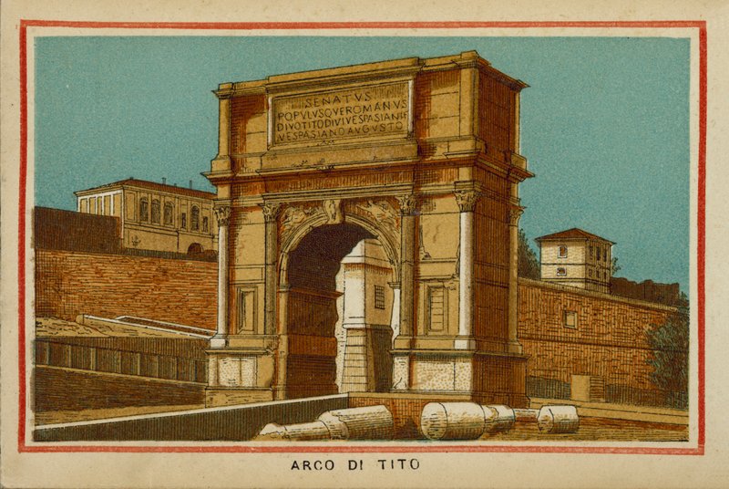Roma / Rom: Titusbågen (färglitografi) av (after) Italian School