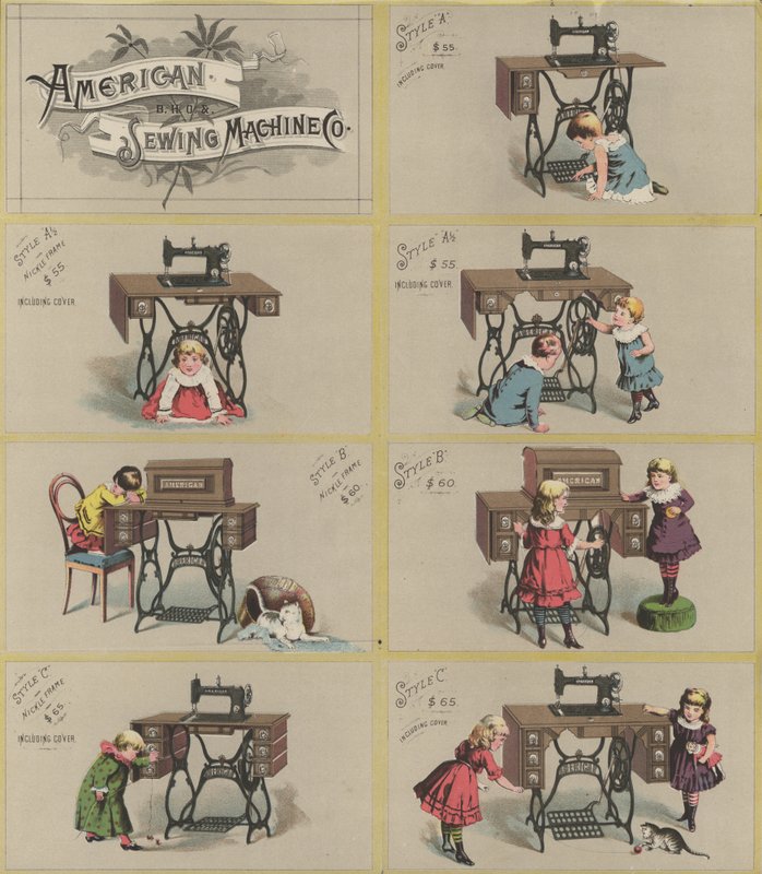 Annons för American Sewing Machine Company av American School