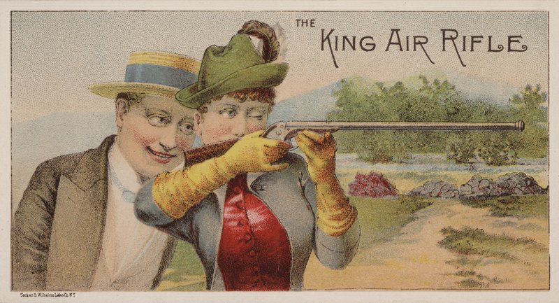 Amerikanska handelskort reklam King luftgevär av American School