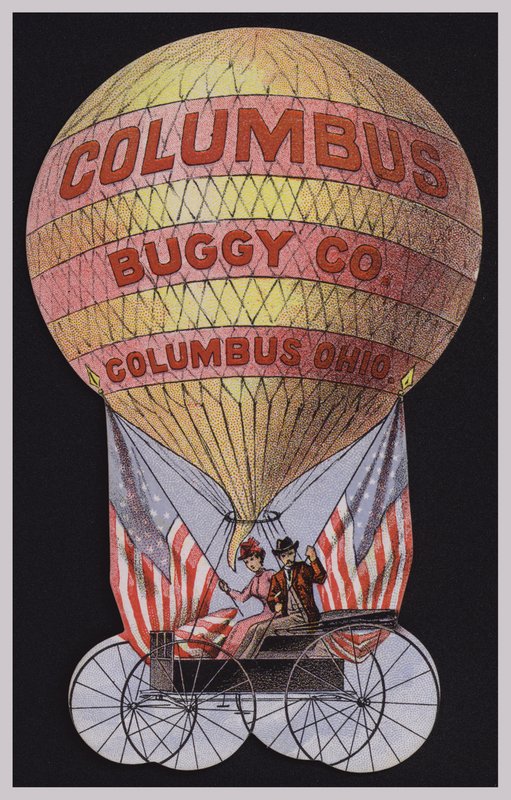 Amerikanskt handelskort som annonserar för Columbus Buggy Company, Columbus, Ohio av American School