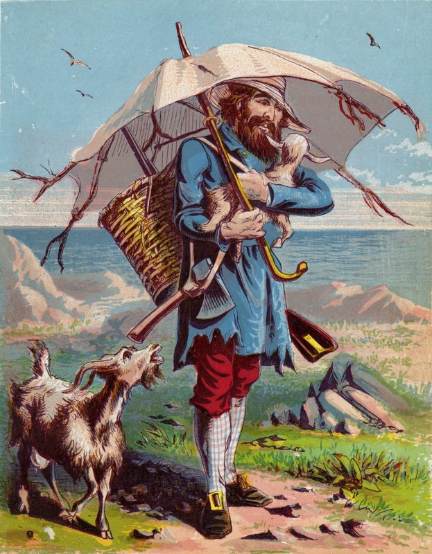 Illustration för Robinson Crusoe av American School