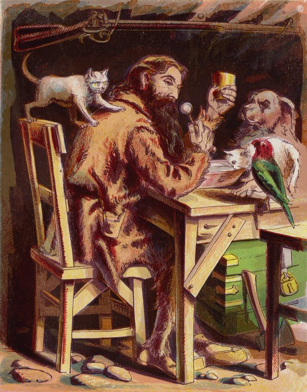 Illustration för Robinson Crusoe av American School