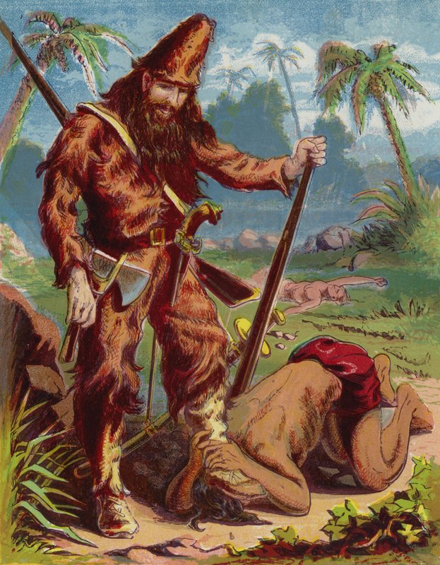 Illustration för Robinson Crusoe av American School