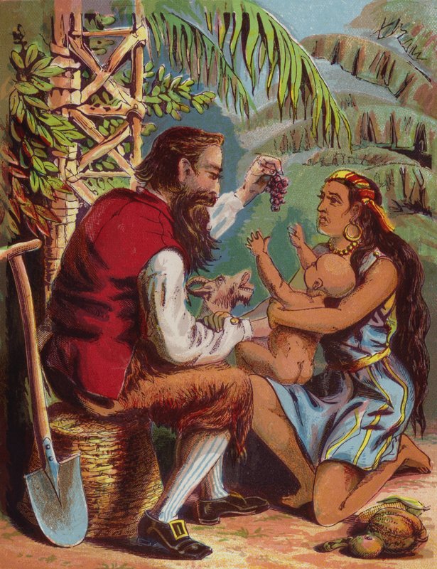 Illustration för Robinson Crusoe av American School