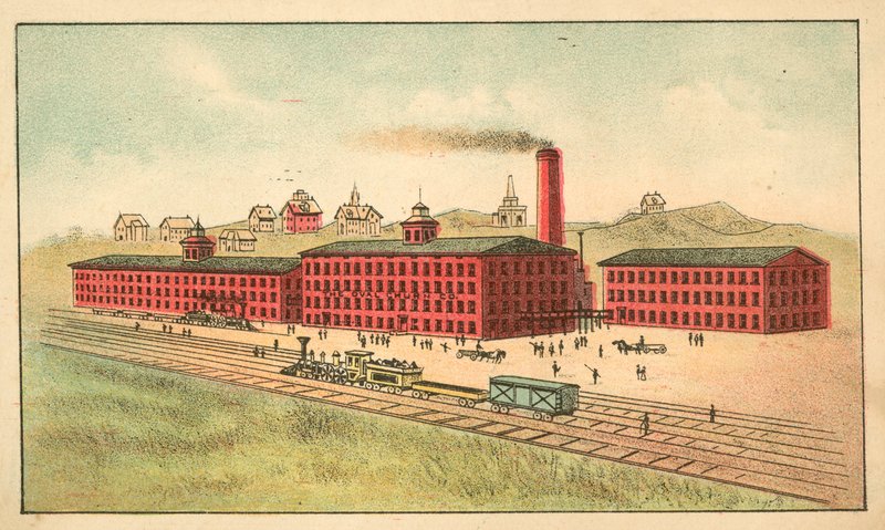 Järnvägslinjen framför Oval Churn Companys fabrik av American School