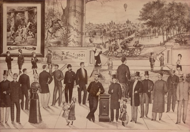 Byteskort för Frank J Ramge, draperi och skräddare, 1881 av American School