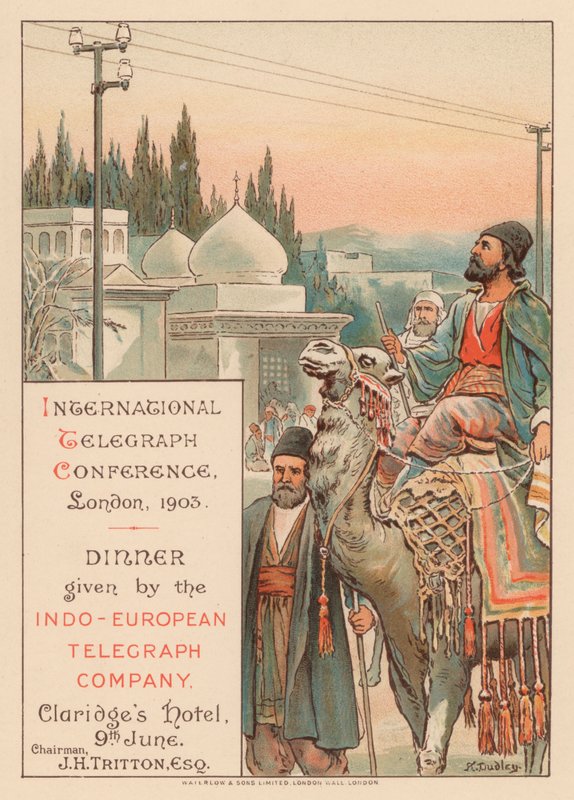 Middag ges av Indo-European Telegraph Company på Claridges Hotel, London, under den internationella telegrafkonferensen, 9 juni 1903 av English School
