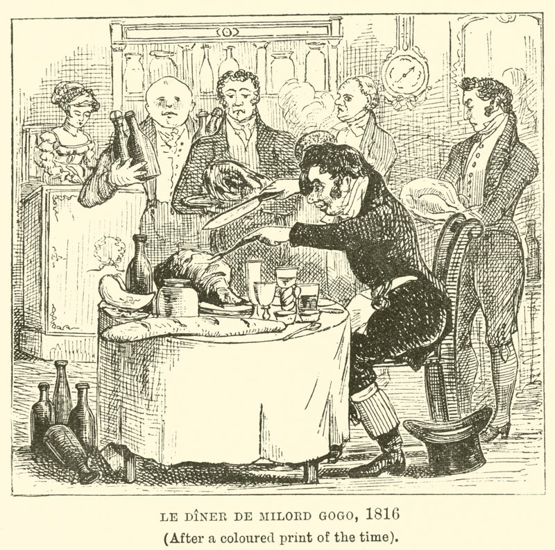 Le Diner de Milord Gogo, 1816, (efter dåtidens färgtryck) av English School