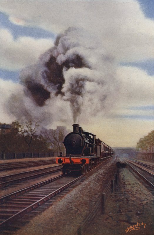 Irish Express går upp på stranden mellan Euston och Chalk Farm, London och North Western Railway av English School
