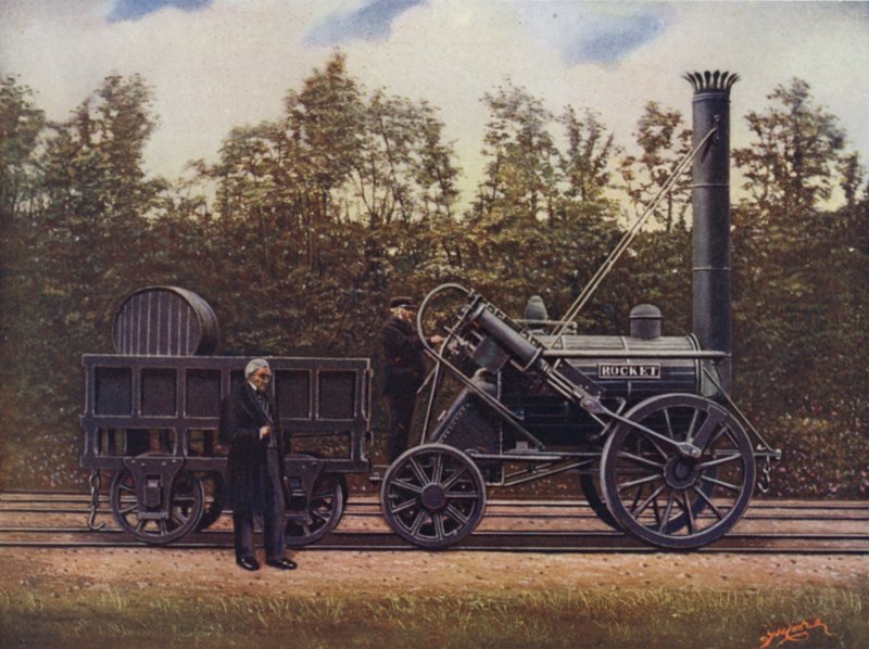 The Rocket och dess designer, George Stephenson, Fadern till British Railways, London och North Western Railway av English School