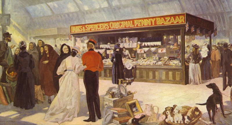 Den ursprungliga typen av Open Penny Bazaar i Public Market Hall, 1890 av English School