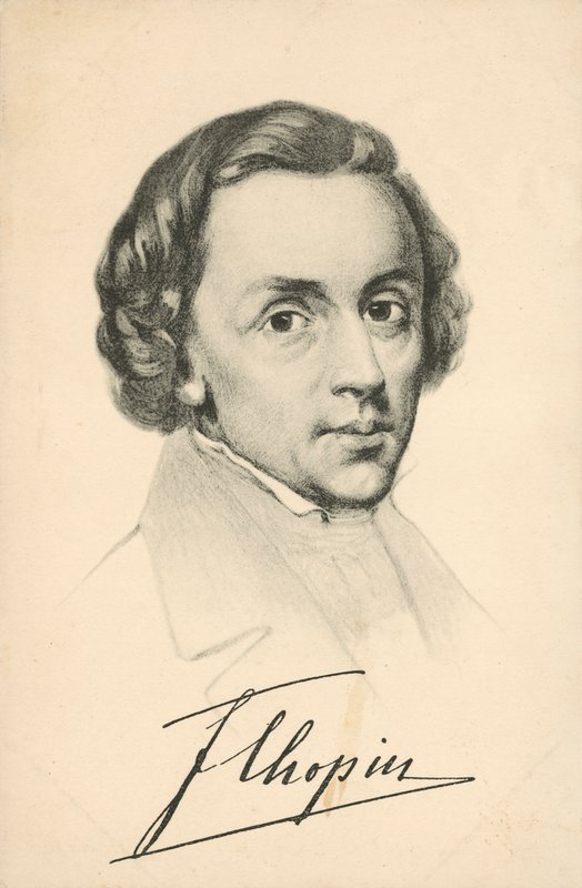 Porträtt av Frederic Chopin, med signatur av European School