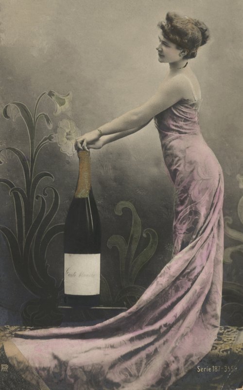 Flicka med champagneflaska av French Photographer