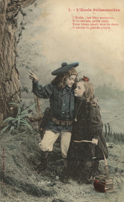 Två barn som skolkar av French Photographer