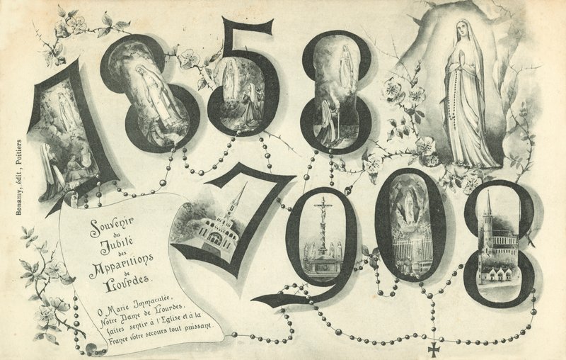 1858 till 1908, en souvenir från jubileet för uppenbarelserna i Lourdes av French School