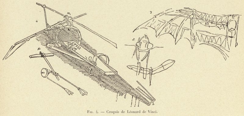 skiss av Leonardo da Vinci av French School