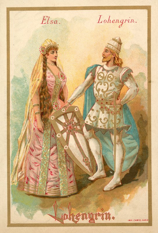 Elsa och Lohengrin, från Richard Wagners opera Lohengrin av French School