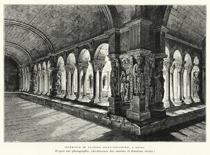 Interiör Av Saint-Trophime Cloister, I Arles av French School