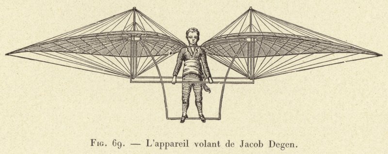 Appareil volant av Jacob Degen av French School