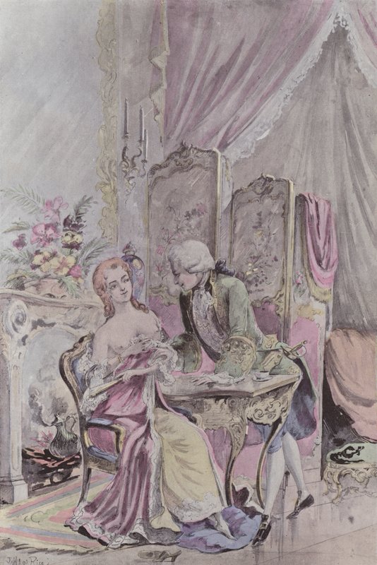 Ludvig XV vid Dubarry av French School