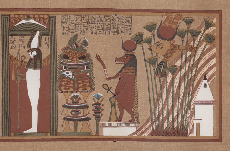 Scen från den antika egyptiska papyrusen av Ani, en dödbok i British Museum av German School